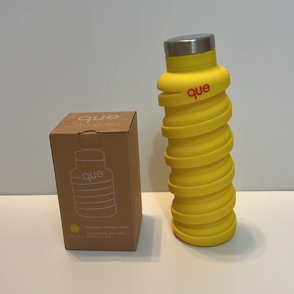 QUE Collapsible Water Bottle Citrus‎ Yellow 20 oz.